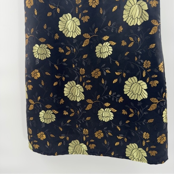 Forever 21 black gold leaf jacquard dress size S - Picture 4 of 9